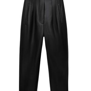 Zara Black Faux Leather Straight-Leg Pants